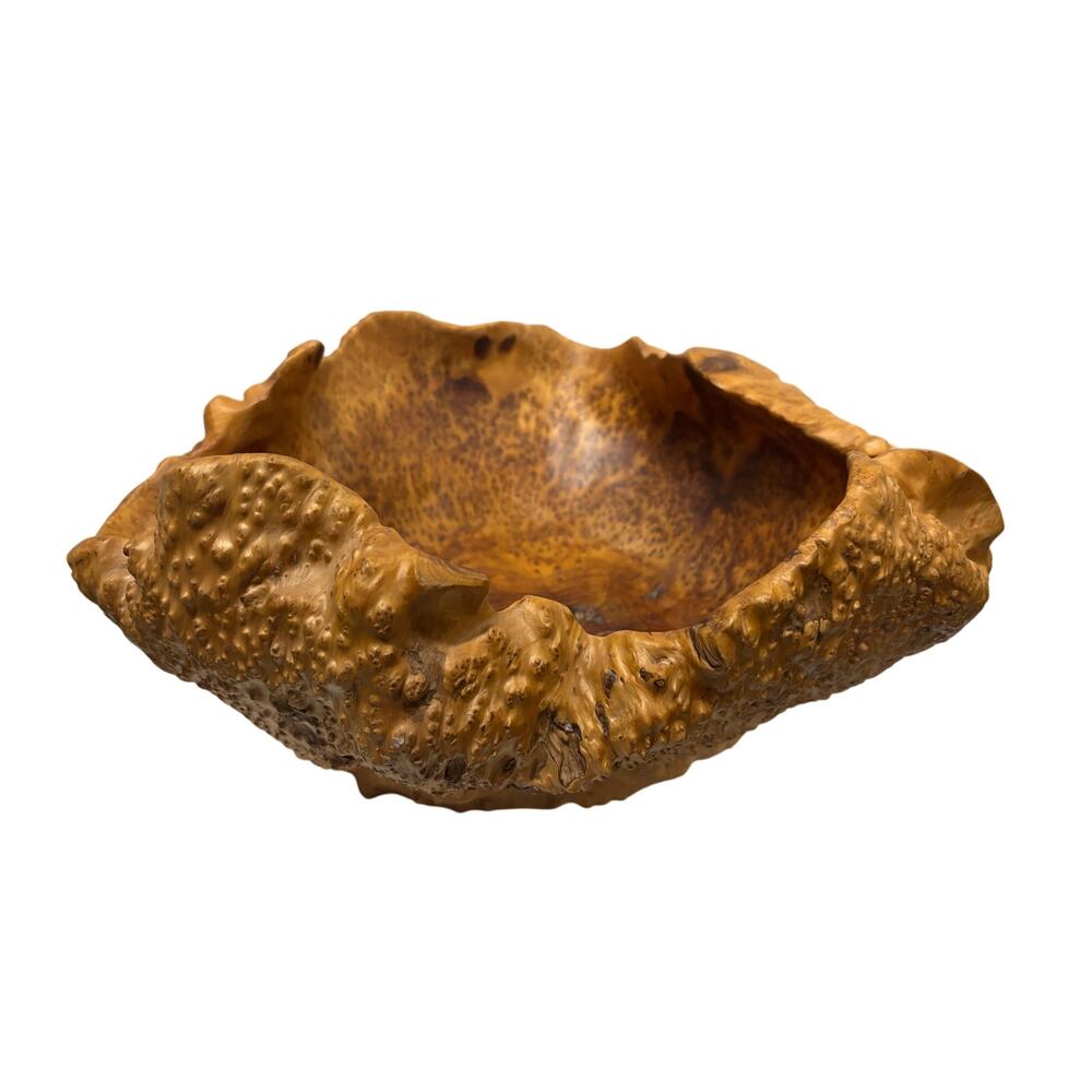 Hand-Carved Manzanita Burl Wood Bowl  Signed Sculptural Bowl 15" Approx.